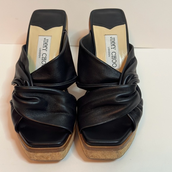 JIMMY CHOO BLACK WEDGES SIZE 36 1/2 - Picture 2 of 7